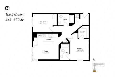 Two Bedroom C1 939 - 960 SF SF - The Lark
